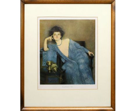 Wachelet, Ch. J. (Anf. 20. Jh.) "Circe", so im Druck betitelt und sign. Chromo-Lithographie. 27,5x 23 cm, breitrandig. PP., R