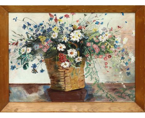 Vörös, Geza (um 1943), in der Art von Blumenstillleben. Öl/Lwd,, re. u. bez. und dat. 39x 50,5 cm. R. 