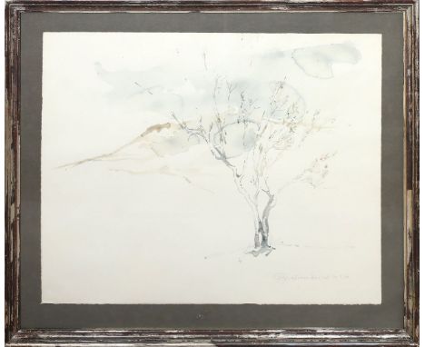 Oppermann, Karl (1930 Wernigerode - Nordharz 2022) Kahler Baum in Landschaft. Aquarell/Papier, re. u. mit Bleistift sign. und