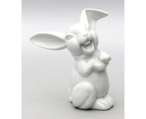 Fritz, Max Herman (1873 Neuhaus - Dresden 1948) Skulptur "Lachender Hase". Porzellan, weiß. Stempelmarke Rosenthal, 20. Jh. 1