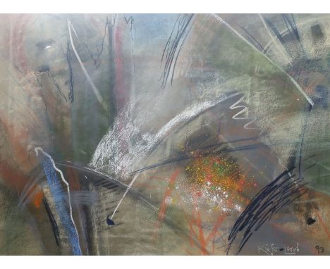 Kiefer-Lerch, Günter (um 1993) 2 Arbeiten: "Gelborange im Sand" und "Haus-Boot". Pastell, je sign. und dat. Blattmaß 58,5x 79