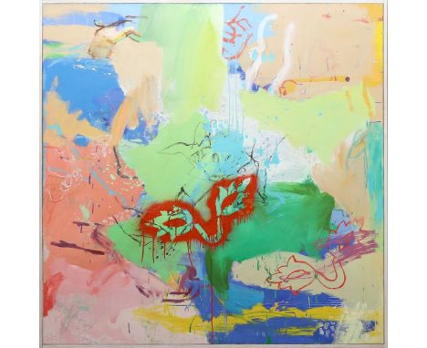 Bruhne, Linda (um 1994) Ohne Titel. ÖL/Lwd., verso sign. und dat. (19)94. 130x 130 cm. R.