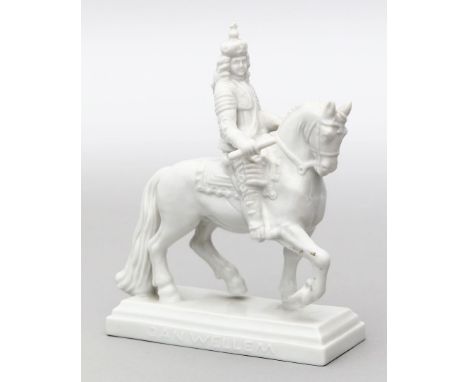 Reiterstandbild Jan Wellem, Rosenthal. Porzellan, weiß. Stempelmarke Rosenthal, 50er Jahre. 1. Wahl. H. 13,5 cm.