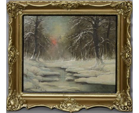 Neagradu (1. Hälfte 20. Jh.) Winterlandschaft. Öl/Lwd., re. u. unleserlich sign. 40x 51 cm. R.