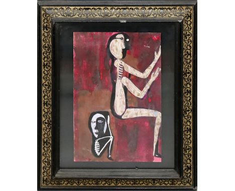 Barbera, José (geb. 1954 Valencia) Figuren im Querschnitt. Gouache/Papier, re. u. sign. und dat. (19)95. 21x 14 cm. R.