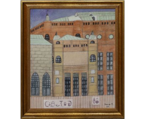 Müller, Irene (geb. 1941 in Gütersloh) Gebäudeansicht. Öl/Lwd. (Druckstelle), re. u. sign. und dat. (19)69. Ca. 60x 51 cm. R.
