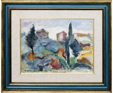 Nidiaci, Andrea (geb. 1931 Florenz) Italienische Landschaft "Case Montespertoli", so verso betitelt. Öl/Lwd., li. u. sign. un