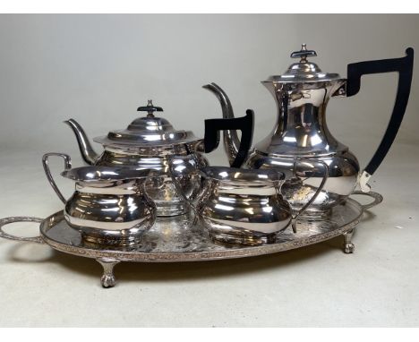 A silver plated Art Deco style coffee and tea set (Viners of Sheffield) also with a silver plated tray.