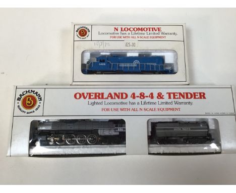 BACHMANN N scale engines Union Pacific grey silver also with Conrail blue engine in original boxes. 