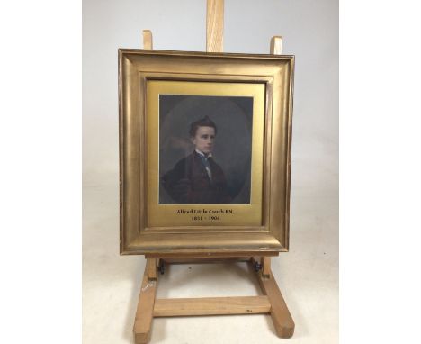 A pastel portrait of Alfred Little Crouch RN. 1851 1906. As a young boy. Image size W:20cm x H:22cm