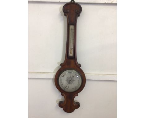 A mahogany banjo barometer. H:92cm