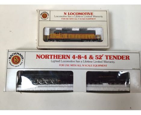 BACHMANN N scale northern line 4 8 4 and 52 tender also with a blinking light Union Pacific engine. 