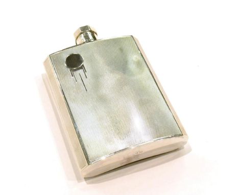 A George V Art Deco silver hip flask Charles S Green & Co Birmingham 1933