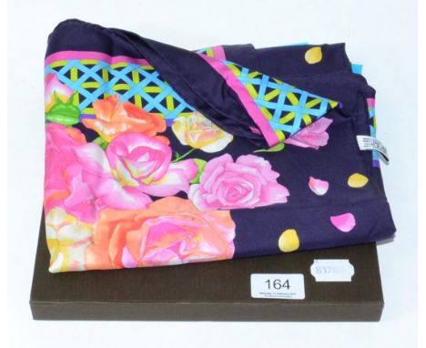 Patek Philippe purple and floral silk scarf, in original box 