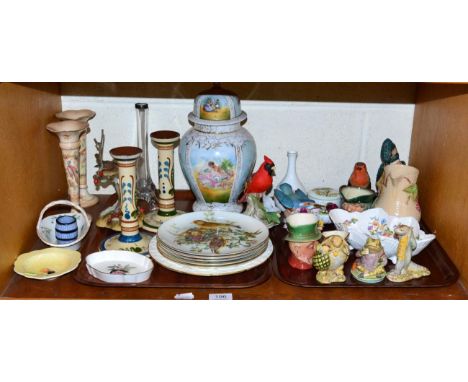 Decorative ceramics including Beswick Beatrix Potter figures, Royal Doulton Toby jugs, Goebel, Coalport, etc (one self)