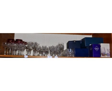 A shelf of cut glass including Atlantis, Edinburgh, Thomas Webb, etc