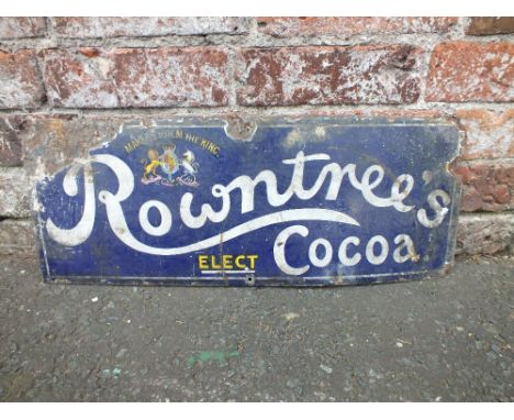 A VINTAGE ROWNTREE'S ELECT COCOA ENAMEL ADVERTISING SIGN, single sided, approximate dimensions 23 x 61 cm