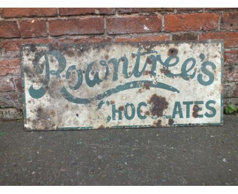 A VINTAGE ROWNTREE'S CHOCOLATES ENAMEL ADVERTISING SIGN, single sided, unusual colourway, approximate dimensions 38 x 91.5 cm