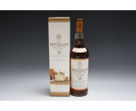 1 BOXED BOTTLE OF MACALLAN 10 YEARS OLD SINGLE HIGHLAND MALT SCOTCH WHISKY, matured in sherry oak casks from Jerez