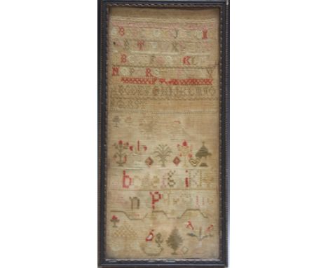 A CIRCA 19TH CENTURY FRAMED SAMPLER, H 47 cm