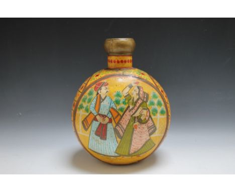 AN INDIAN TOLE WARE FLASK, H 37.5 cm