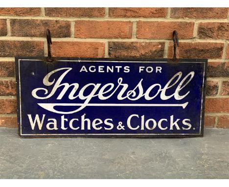 Original Enamel Ingersoll Watches &amp; Clock Hanging Sign (Double Sided) 71 x 31 cmThe buyers premium for automobilia items,