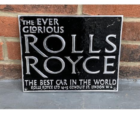  Cast Aluminium The Ever Glorious Rolls Royce" Sign"Make: Contact AuctioneerModel: Contact AuctioneerYear: 0Mileage: 0VIN: Co