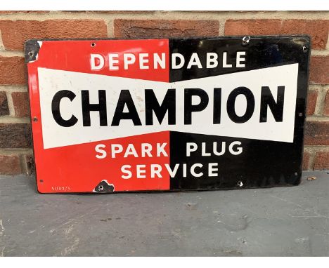 Enamel Champion Spark Plug SignMake: Contact AuctioneerModel: Contact AuctioneerYear: 0Mileage: 0VIN: Contact AuctioneerConfi