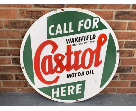Enamel Call For Castrol Motor Oil Here" Sign"Make: Contact AuctioneerModel: Contact AuctioneerYear: 0Mileage: 0VIN: Contact A