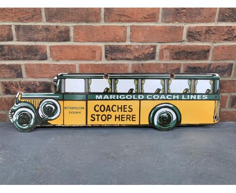 Enamel Marigold Coach Lines Sign Make: Contact AuctioneerModel: Contact AuctioneerYear: 0Mileage: 0VIN: Contact AuctioneerCon