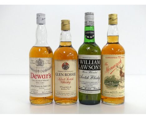 1 26 2/3 fl oz bt Dewars 'White Label' Fine Scotch Whisky  70° proof 1 26.4 fl oz bt Glen Rossie Select Scotch Whisky 40% 1 2