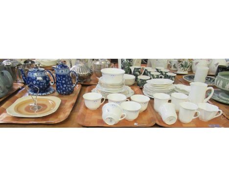 Three trays of assorted Shelley china to include; moulded floral design part coffee and teaware with four coffee cups, one te