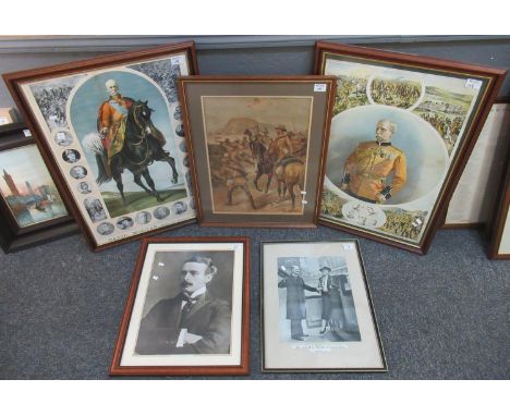 Collection of assorted early 19th Century prints to include; Boer war portraits and battle scenes, portrait of Lloyd George x