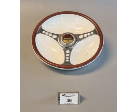 Beswick china 'Made for Les Leston Ltd ,Dunlop SP Sport' advertising steering wheel shaped pottery ashtray, printed marks. 19