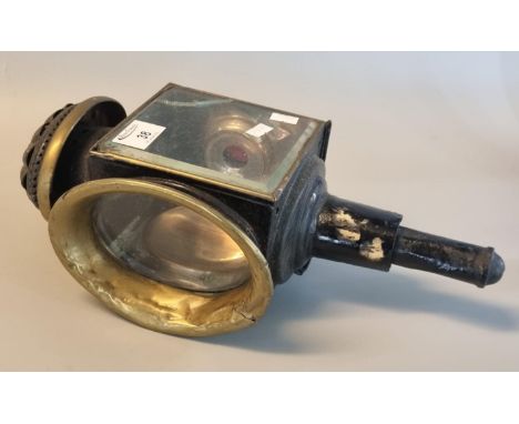19th Century brass and enamel carriage lamp. (B.P. 21% + VAT) 