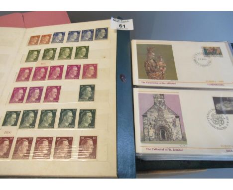 Box with all world stamp collection, covers etc. in album, stock book and loose including Germany Hitler stamps and Europe 19