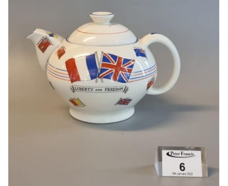 Crown Ducal ware 'War against Hitlerism' propaganda Art Deco teapot. (B.P. 21% + VAT) 