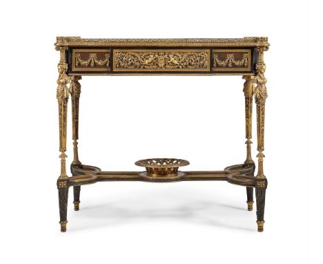 Y A FRENCH ORMOLU, JAPANESE LACQUER-MOUNTED, EBONY, EBONISED AND HARDWOOD CENTRE TABLEAFTER ADAM WEISWEILER, BY HENRY DASSON,