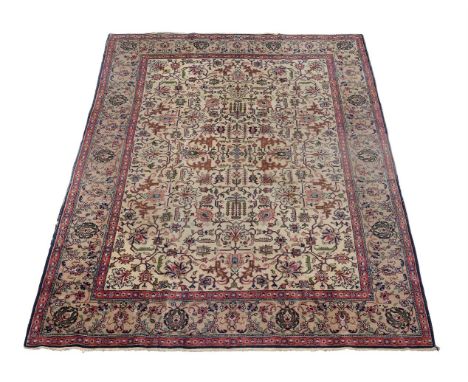 A TABRIZ CARPET SIGNED BY MASTER WEAVER JAVAN AMIR KHIZapproximately 317 x 216cmPlease note, the cataloguing for this lot has