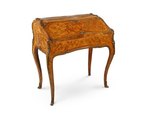 Y A FRENCH TULIPWOOD, MARQUETRY AND GILT METAL MOUNTED WRITING DESK  LATE 19TH CENTURY The hinged front opening three drawers