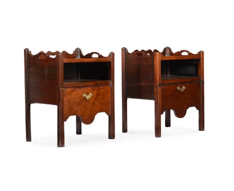A PAIR OF GEORGE III MAHOGANY BEDSIDE COMMODES CIRCA 1780each 78cm high, 61cm wide, 48cm deep overallCondition Report: Both w