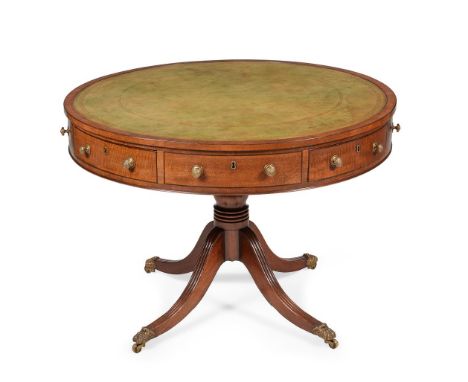 A GEORGE III MAHOGANY DRUM LIBRARY TABLE CIRCA 179076cm high, the top 106cm diameterCondition Report: There are some marks, s