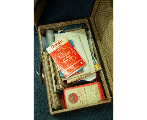 A COLLECTION OF ORDNANCE SURVEY MAPS, APPROX 20 IN LEATHER SUITCASE