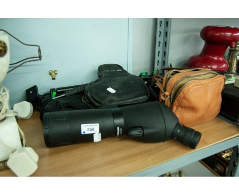 TRAVELLER 20- 60 x 60 ASTRAL TELESCOPE AND TRIPOD; QUARTZ CINE CAMERA IN CASE, AND A PRINZE SABRE CDS 2-1 SUPER EIGHT CINE CA
