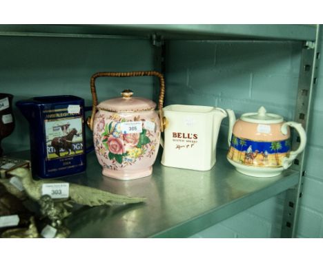 A SEFTON POTTERY FOR MARTELL COGNAC 2004 WINNER JUG, WADE BELLS SCOTCH WHISKY 'AFORE WE GO', MALING 'ROSALIND' BISCUIT BARREL