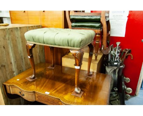 A REPRODUCTION CABRIOLE LEG DRESSING STOOL OF EARLY GEORGIAN STYLE 