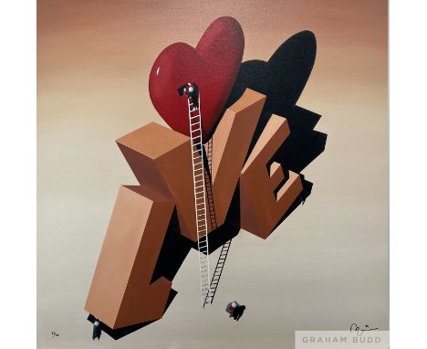 Mark Grieves (British b.1971) 'Building Love', 2007 Limited edition giclee mounted on board. Signed and numbered 39 of 95. Me