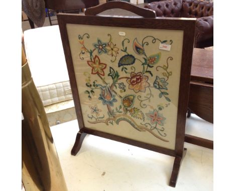 A NEEDLEWORK PICTURE FIRE SCREEN