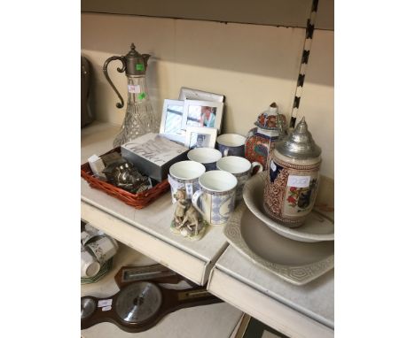 DECANTER, CUPS AND MISC.