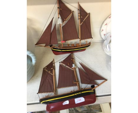 TWO HALF MODEL BOATS